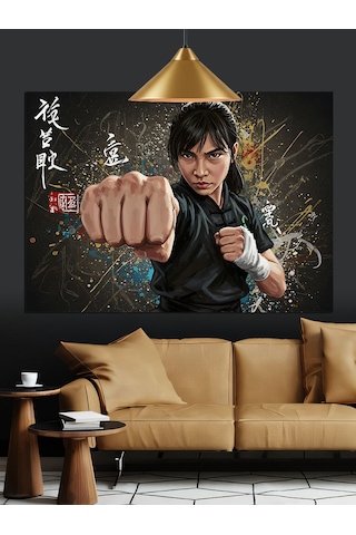 Dövüş Sporu Yapan Kung Fu Ustası Dekoratif Kanvas - Mdf Ahşap Tablo