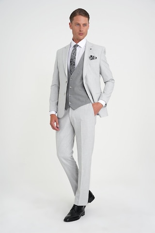 Efor Slim Fit Fleto Cep Pötikare Desenli Yelekli Gri Takım Elbise Tk 922 Gri