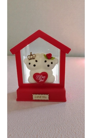 Sevgililer Gününe Özel Ayıcıklı Işıklı Ve Müzikli Biblo Boyut:17,5cm 12 Cm