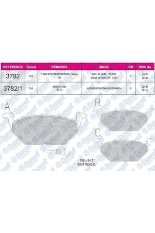Beser-3782 Fren Balatasi Ön Fisli Wva 23130 Volkswagen Golf Skoda 514894306