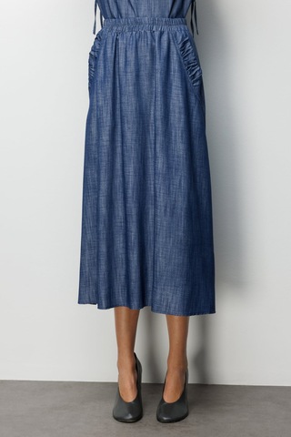 On Kadın Beli Lastikli Maxi Etek 74321 Indigo İndigo