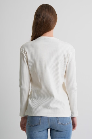 Alexander Gardi Uzun Kollu Fitilli Basic Kadın Sweatshirt Beyaz