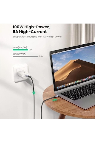 Ugreen Thunderbolt 3 Type-c To Type-c Usb 3.1 Gen2 5 A 100 W Data Şarj Kablosu 1 MT