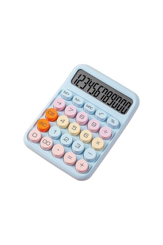 Aubyhe Ofis Hesap Makinesi 12 Basamaklı, Mekanik Klavye Yuvarlak Büyük Tuşlar, Abs Malzeme, Mavi Aaa Pil Gereklidir Mavi