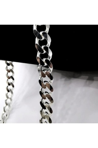 Vog 11mm Gürmet Zincir 925 Ayar Unisex Gümüş Kolye
