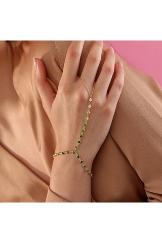 925 Ayar Gümüş Yeşil Renk Geçişli Tamtur Şahmeran Altın