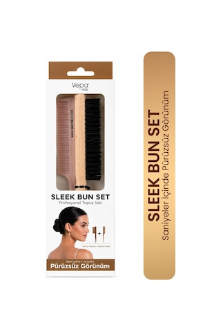Vepa Sleek Bun Set, Profesyonel Topuz Fırçası, Krepe Tarak Diğer Vepa Sleek Bun Set, Profesyonel Topuz Fırçası, Krepe Tarak Diğer