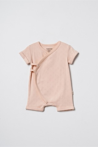 Babycosy Organic Wear %100 Organik Pamuk,2'li Kruvaze Kısa Kollu Bebek Tulum Little Princess Yazlık Kız Bebek Tulum Ekru