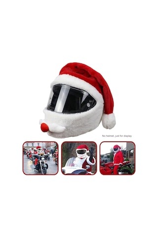 Kangvka Motorsiklet Kaskı İçin Noel Şapka Kask Dahil Değil - Kadife Malzeme, Çoğu Kaska Büyüklüğüne Uyumlu Kırmızı