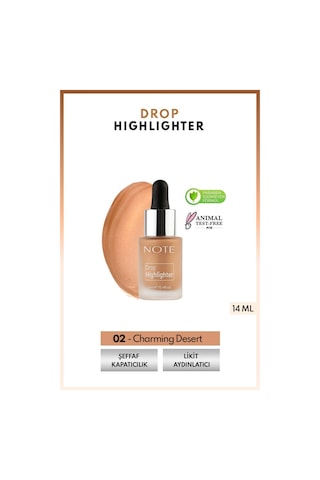 Note Cosmetique Drop Highlighter Işıltılı Likit Aydınlatıcı - 02 Charming Desert