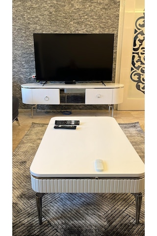 Desing Orta Sehpa Beyaz +gümüş
