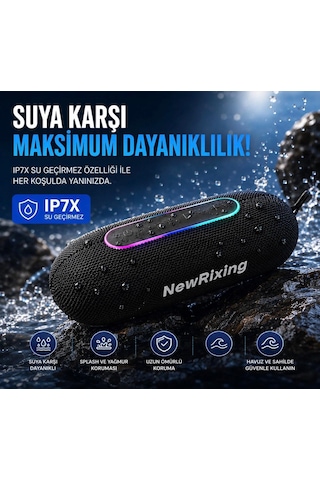 Bt 5.3 Taşınabilir Rgb Ledli Tf Kart Ve Fm Radıo Destekli Ip7x Su Geçirmez Özellikli Bluetooth Hoparlör