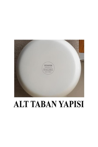 Schafer Ceramoni Seramik Tava 24 Cm Ve 20 Cm Kapaklı Sahan Seti Krem Krem