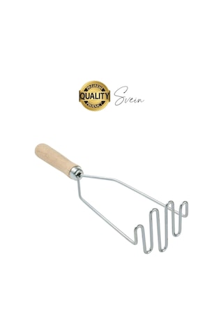 Premium Ahşap Saplı Patates Püre Sebze Yiyecek Yumurta Muz Meyve Ezici Paslanmaz Çelik Z Model Çok Renkli