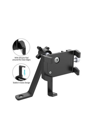 Fortunelane Motorsiklet Geri Görüş Aynası Telefon Tutucu, Serbest Dönebilen Beş Tırnaklı Model, Siyah Renk - Şarj Özelliği Yok