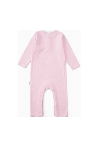 Boumini Bebek Uzun Kollu Çıtçıtlı Tulum Pembe Çizgili-çizgili Pembe