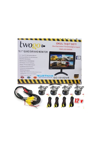 10'' Dvr Monitör Ve 4 Adet 170 Derece Açılı Kamera Seti 12 Volt