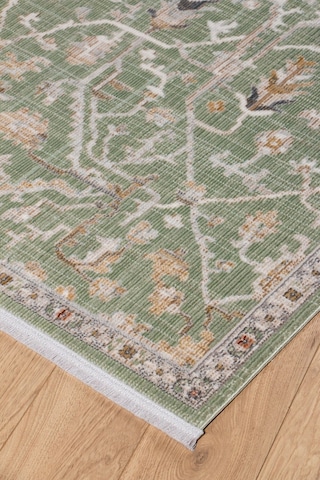 Adaçayı Yeşili Vintage Madalyon Desenli Makine Halısı - Modern Salon Ve Oturma Odası Halısı Cagla