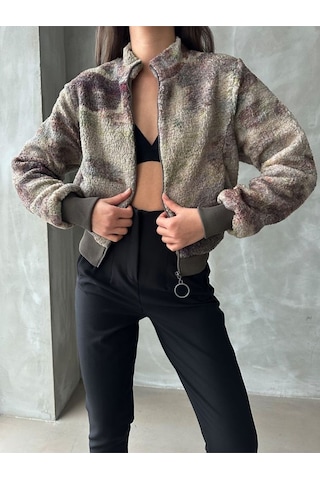 H1 Style Desenli Peluş Mont Kamuflaj Kamuflaj