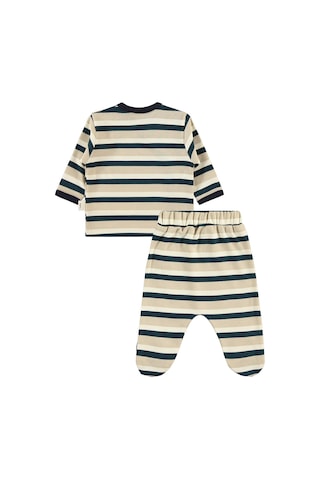 Civil Baby Çizgi Empirmeli Zıbın Takımları - Bej Açık Vizon