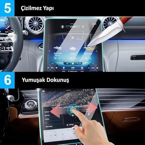 Model Y Juniper Uyumlu 2025 2026 15.4 İnç Multimedya Ekran Ve 8 İnç Dokunmatik Ekran 9h Ekran Koruyucu Set 10"