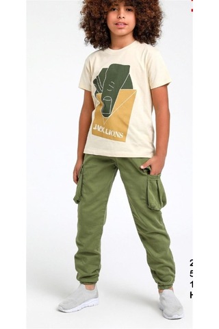 Escabel Erkek Çocuk Pamuklu Jack Lions Yazılı Tshirt-12835-krem Krem
