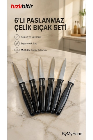 Bymyhand Siyah Meyve Bıçağı 6'lı Set