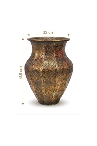 Panalı Pnl-mg89 M Metal Dekoratif Saksı 41,5 X 32 Cm Eskitme Gold