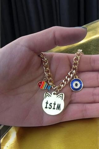 Kedi Tasması Isimli Kedi Tasması Zincirli Tasma Paslanmaz Çelik 1