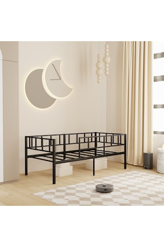 Zenit Metal Karyola Siyah, Korkuluklu Karyola, Daybed, Ölçü Seçe