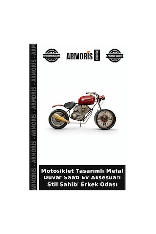 Motosiklet Tasarımlı Metal Duvar Saati Ev Aksesuarı Stil Sahibi Erkek Odası