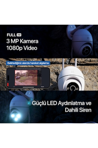 Xenon Smart Dış Mekan Wi-Fi Güvenlik Kamerası FHD Gece Görüşü Çift Yönlü Ses ve Led Aydınlatma X7266