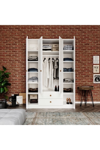 Nova White 4 Kapaklı,2 Çekmeceli Dolap/gardırop %100mdf