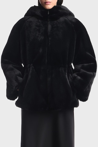 Emporio Armani Logo Nakışlı Çift Taraflı Comfort Fit Suni Kürklü Kaban Kadın Kaban Ew001467 Af14618 Mc736 Siyah