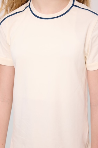 Ekru Pamuklu O Yaka Standart Fit Basic Kız Çocuk T-shirt - 75177 Ekru