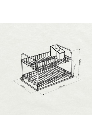 Teknotel İki Katlı Tabaklık Bulaşıklık Mat Siyah Kb007