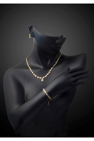 Bilezikci Damla Yolu Taşsız 14 Ayar Altın Takı Seti