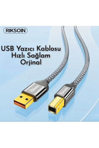 Riksoin 3-metre Usb-a To Usb-b 2.0 Yazıcı Kablosu Ce Lisanslı