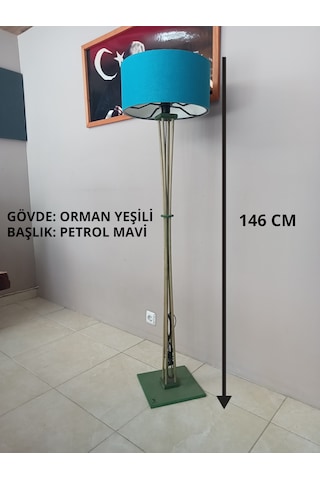 Lambader- Ahşap Ayaklı Köşe Lambası-orman Yeşili Petrol Mavi Lambader- Ahşap Ayaklı Köşe Lambası-orman Yeşili Petrol Mavi