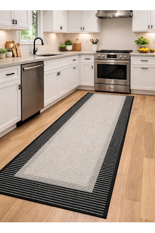 Mess Modern Dekoratif Yumuşak Dokulu Sisal Halı 3945 Gri Siyah Çok Renkli