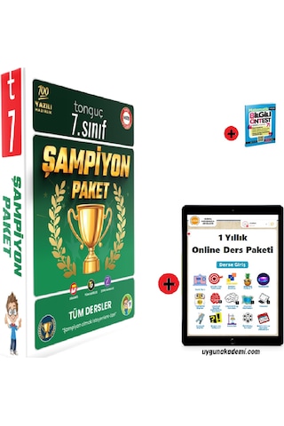Tonguç Akademi 7. Sınıf Şampiyon Seti En Son Baskı Yeni + Sadık Uygun Yayınları Matematik Soru Bankası + 1 Yıllık Online Ders Paketi