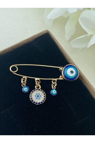 Kyver Bebek İğnesi Nazarlık Yaka İğnesi Gold