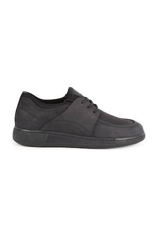 Libero Kadın Casual Sneaker Hakiki Nubuk Deri Esnek Çorap Yaka Bağcıklı Monokrom Kauçuk Taban Ayakkabı Lz5808 Siyah
