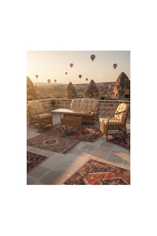 Dora Garden Home Nova 2+1+1 Rattan Bahçe Takımı Masalı Kahverengi Siyah Çizgili