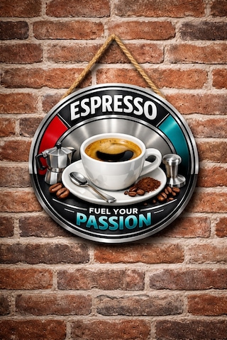 Mayeka Espresso Temalı Cafeler Kahveciler Baristalar İçin Ahşap Duvar Kapı Dekoratif Süs Tablo 3