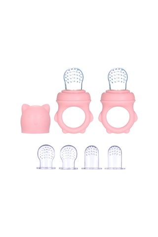 Xindoker Bebek Meyve Sebze Yeme Aleti, 3 Farklı Boyutlu Silikon Emzikli, 2 Adet, Pembe, Sağlıklı Ve Kolay Kullanım