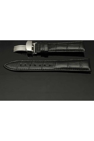 Bizon Deri Saat Kayışı 22Mm Spor Siyah Klipsli Saat Kordonu (305759555)