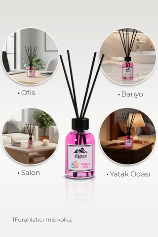 Sakız Bambu Çubuklu Oda Kokusu 110 Ml Red Diffuser Bubble Gum Ortam Kokusu Sakız
