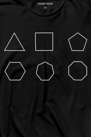 Geometri Çokgenler Üçgen Beşgen Altıgen Sekizgen Uzun Kollu Tişört Baskılı T-shirt 001