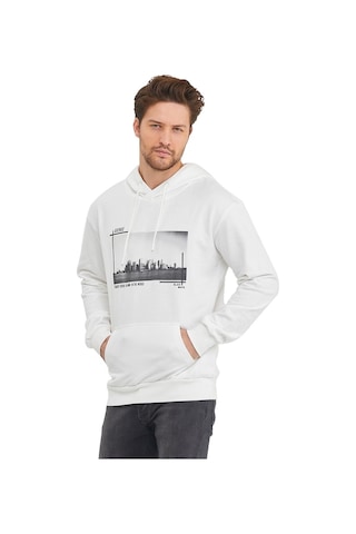 Adams Kanguru Cepli Newyork Baskılı Kapüşonlu Sweatshirt